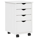 Rullende skab med hjul Hvid 34 x 39 x 56 cm Massivt fyrretræ
