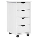 Rullende skab med hjul Hvid 34 x 39 x 65,5 cm Massivt fyrretræ