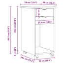 Rullende skab HonningBrun 34 x 39 x 65,5 cm Massivt fyrretræ