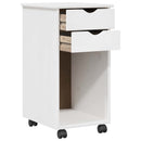 Rullende skab Hvid 34 x 39 x 65,5 cm Massivt fyrretræ