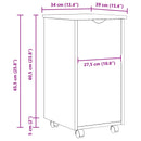 Rullende skab med hjul Hvid 34 x 39 x 65,5 cm Massivt fyrretræ