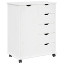 Rullende skab med hjul Hvid 63,5 x 39 x 79 cm Massivt fyrretræ