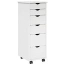 Rullende skab med hjul Hvid 34 x 39 x 93,5 cm Massivt fyrretræ