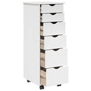 Rullende skab med hjul Hvid 34 x 39 x 93,5 cm Massivt fyrretræ