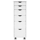 Rullende skab med hjul Hvid 34 x 39 x 93,5 cm Massivt fyrretræ