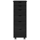 Rullende skab med hjul Sort 34 x 39 x 93,5 cm Massivt fyrretræ