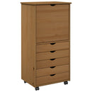 Rullende skab Honningbrun 53 x 39 x 103 cm Massivt fyrretræ