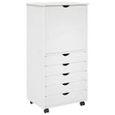 Rullende skab med hjul Hvid 53 x 39 x 103 cm Massivt fyrretræ