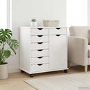 Rullende skab Hvid 63,5 x 39 x 65,5 cm Massivt fyrretræ
