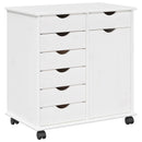 Rullende skab Hvid 63,5 x 39 x 65,5 cm Massivt fyrretræ