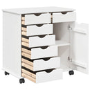Rullende skab Hvid 63,5 x 39 x 65,5 cm Massivt fyrretræ