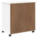 Rullende skab Hvid 63,5 x 39 x 65,5 cm Massivt fyrretræ