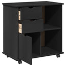 Rullende skab Sort 63,5 x 39 x 65,5 cm Massivt fyrretræ