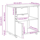 Rullende skab Sort 63,5 x 39 x 65,5 cm Massivt fyrretræ