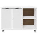 Rullende skab med hjul Hvid 100 x 39 x 65,5 cm Massivt fyrretræ