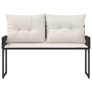 Udendørs bænk med pude Sort og Cremehvid 118 x 55 x 82 cm