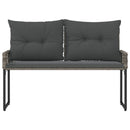 Udendørs bænk med pude Grå 118 x 55 x 82 cm PE Rattan og stof