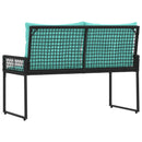 Udendørs bænk Sort og turkis 118 x 55 x 82 cm PE Rattan og stof
