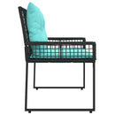 Udendørs bænk Sort og turkis 118 x 55 x 82 cm PE Rattan og stof