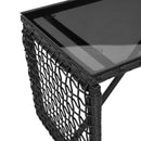 Udendørs Bord Sort 80 x 40 x 40 cm PE Rattan og Glas