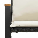 bænk med pude Sort og Cremehvid 115 x 65 x 72 cm Rattan