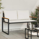 bænk med pude Sort og Cremehvid 115 x 65 x 72 cm Rattan