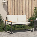 bænk med pude Sort og Cremehvid 115 x 65 x 72 cm Rattan