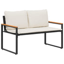 bænk med pude Sort og Cremehvid 115 x 65 x 72 cm Rattan