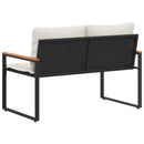 bænk med pude Sort og Cremehvid 115 x 65 x 72 cm Rattan