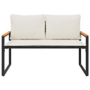 bænk med pude Sort og Cremehvid 115 x 65 x 72 cm Rattan
