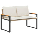 bænk med pude Beige og cremehvid 115 x 65 x 72 cm Rattan