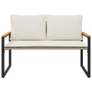 bænk med pude Beige og cremehvid 115 x 65 x 72 cm Rattan