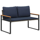bænk med pude Grå og Marineblå 115 x 65 x 72 cm Rattan