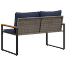 bænk med pude Grå og Marineblå 115 x 65 x 72 cm Rattan