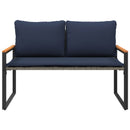 bænk med pude Grå og Marineblå 115 x 65 x 72 cm Rattan
