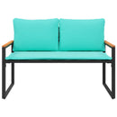 bænk med pude Sort og turkis 115 x 65 x 72 cm Rattan