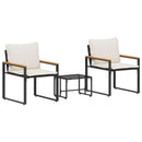 Møbel sæt med pude 3 pcs Sort og Cremehvid Rattan