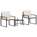 Møbel sæt med pude 3 pcs Sort og Cremehvid Rattan