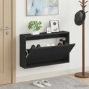 Vægmonteret Skoskab EDE 71 x 17 x 43 cm Konstrueret træ Sort