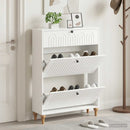 Sko skab ALKMAAR 78 x 24 x 103 cm Konstrueret træ Hvid højglans