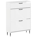 Sko skab HAARLEM 78 x 24 x 103 cm Konstrueret træ Hvid højglans