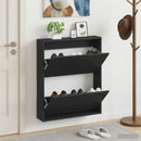Vægmonteret Skoskab HOORN 71 x 17 x 86 cm Konstrueret træ Sort