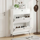Sko skab BREDA 78 x 24 x 103 cm Konstrueret træ Hvid højglans
