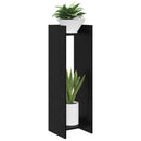 Planteholder med hylde Sort Eg 30 x 30 x 100 cm Konstrueret træ