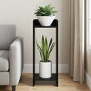 Planteholder med hylde Sort Eg 30 x 30 x 80 cm Konstrueret træ