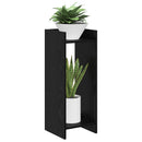 Planteholder med hylde Sort Eg 30 x 30 x 80 cm Konstrueret træ