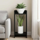 Planteholder med hylde Sort Eg 30 x 30 x 60 cm Konstrueret træ