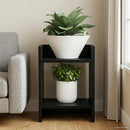 Planteholder med hylde Sort Eg 30 x 30 x 40 cm Konstrueret træ