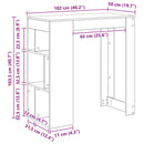 Barbord med hylde Sort eg 102 x 50 x 103,5 cm Konstrueret træ