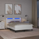 Sengestel med LED-lysstrimler Hvid 160 x 200 cm Kunstlæder